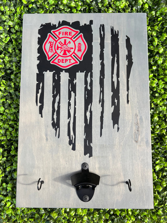 American Flag/ Fire Fighter Emblem BBQ Board