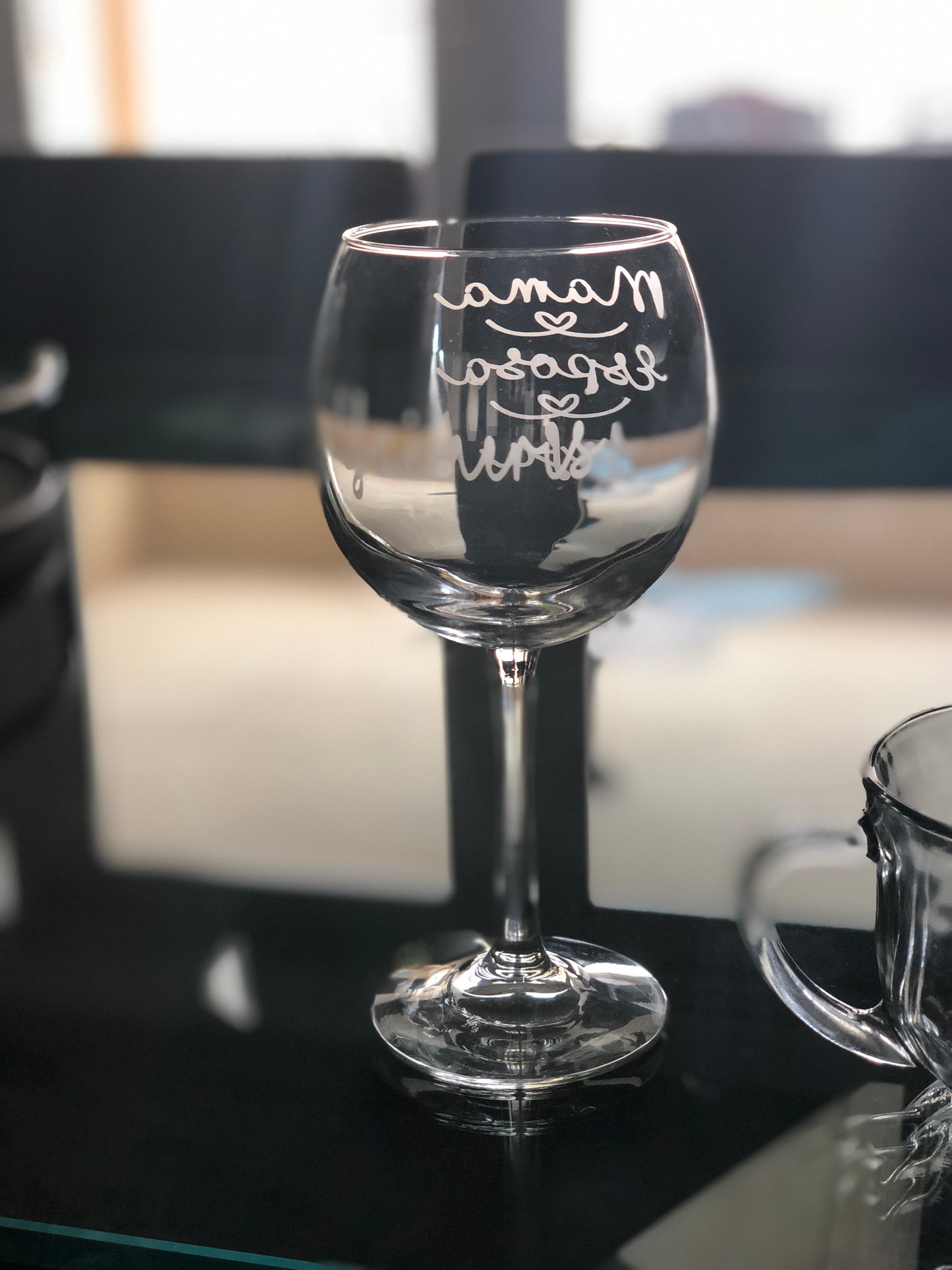 Etched Stem Wine Glass