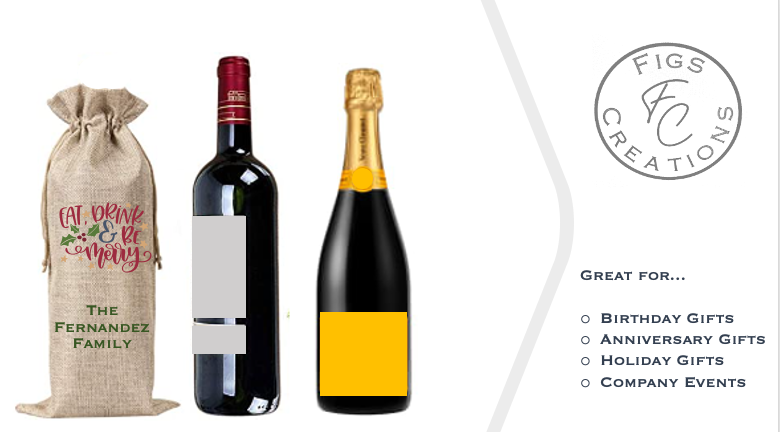 Personalized Wine/Liquor Bottle Gift Bags with Drawstring