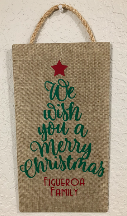 Personalized Christmas Burlap Plaque