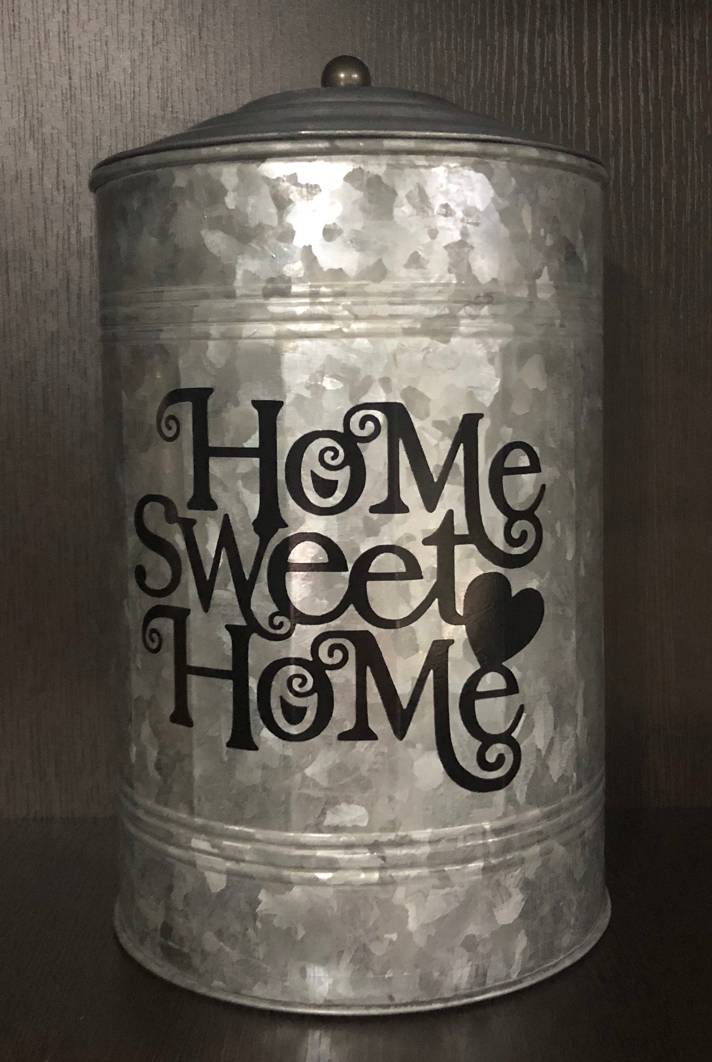 Large Metal Galvanized Canister - 'Home Sweet Home'