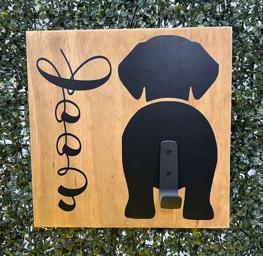 Woof w/ Dog Image Leash Holder