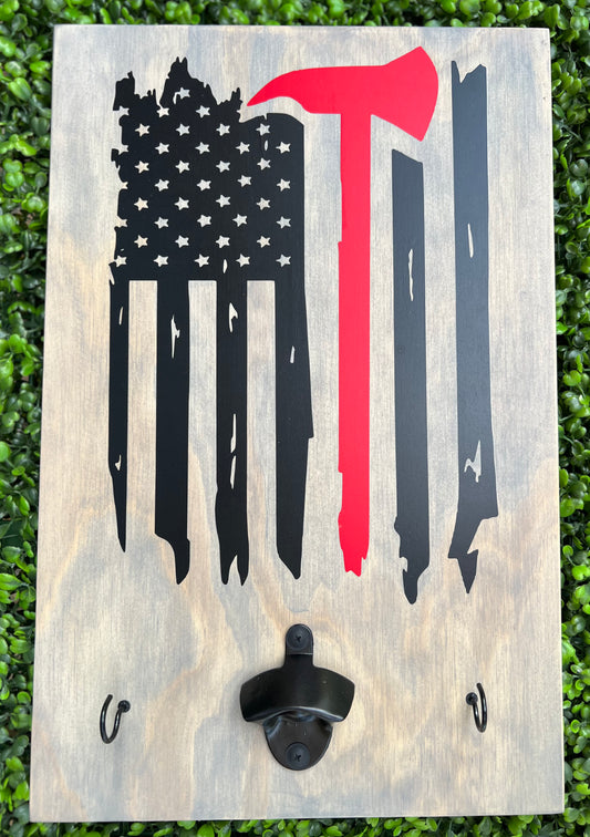 American Flag w/ Fire Fighter Ax BBQ Board
