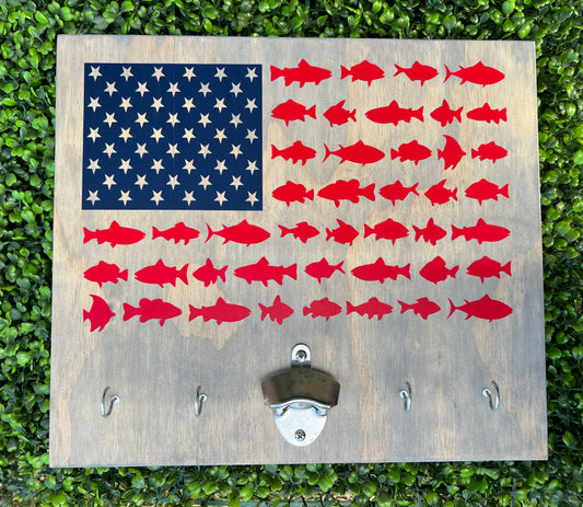 American Flag (Red & Blue) Fish BBQ Board
