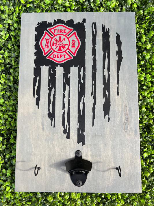 American Flag/ Fire Fighter Emblem BBQ Board