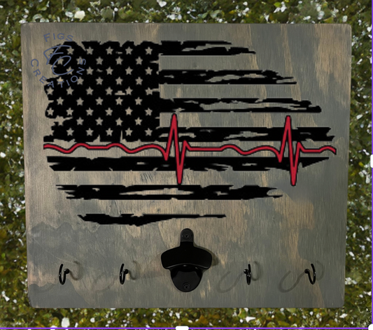 American Flag w/ Red Heartbeat BBQ Board