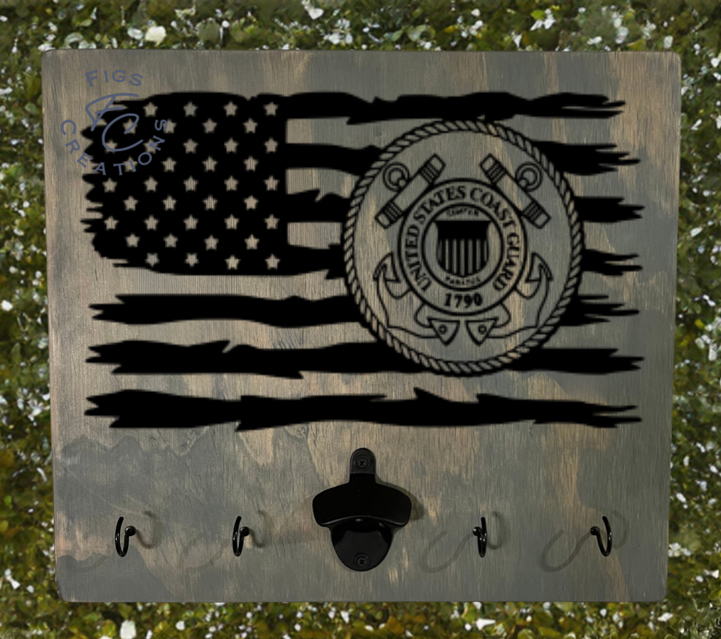 American Flag/Coast Guard Seal BBQ Board