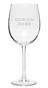 Etched Stem Wine Glass
