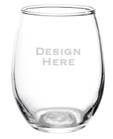 Etched Stemless Wine Glass