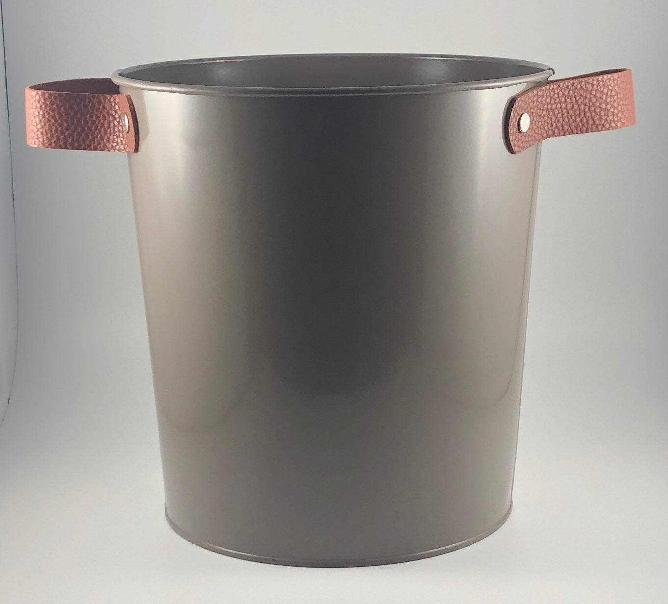 Personalized Large Metal Round Bucket w/ Leather Strap