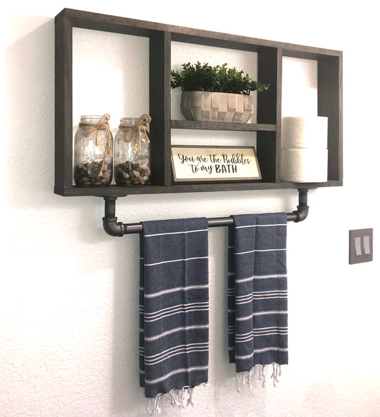 Bathroom Shelf w/ Industrial Towel Bar