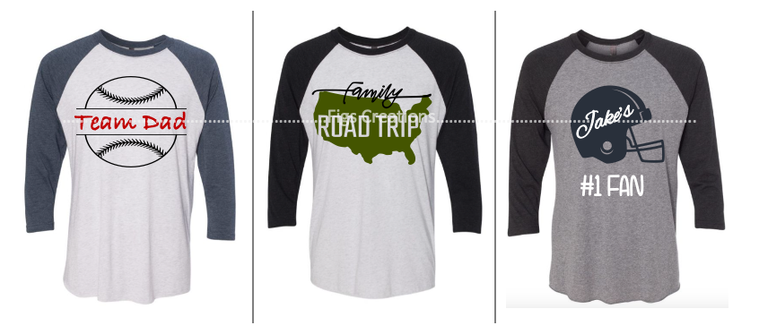 Personalized Adult Three-Quarter Sleeve Raglan T-Shirt
