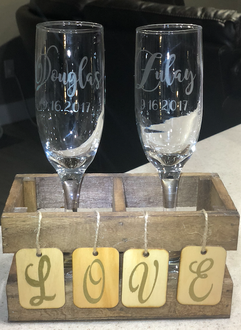 Etched Champagne Glass