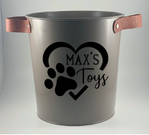 Personalized Large Metal Round Bucket w/ Leather Strap