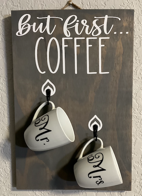 But First Coffee Board w/ Mugs