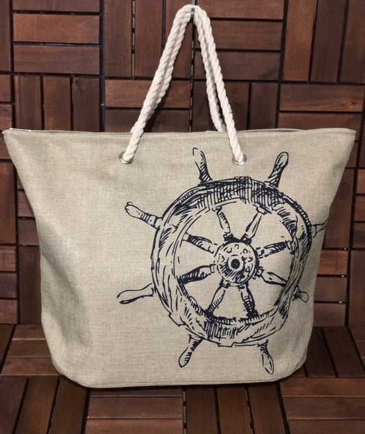 Ship Wheel Beach Bag/Tote